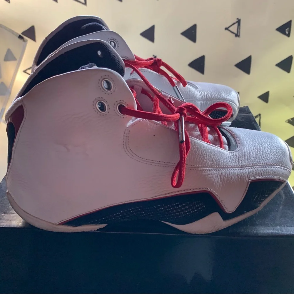 Jordan White Black Red High-Top Sneakers - Picture 8 of 10